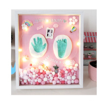 Newborn baby souvenirs clay first year handprint and footprint photo frame DIY handprint and footprint